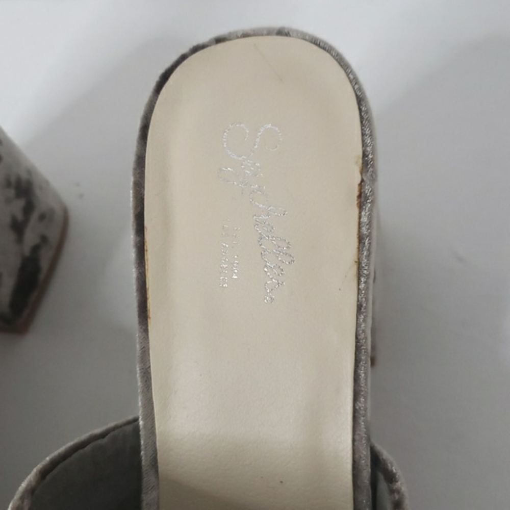 Seychelles Velvet Commute Block Heel Sandal Mules Grey Slip In Round Toe - Picture 9 of 17